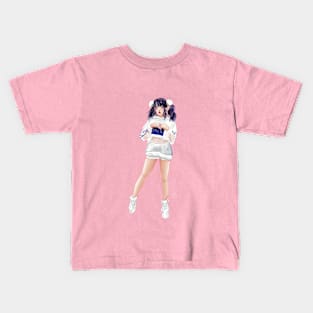 Cute Girl in Milk Outfit Illustration Pink BG Kids T-Shirt